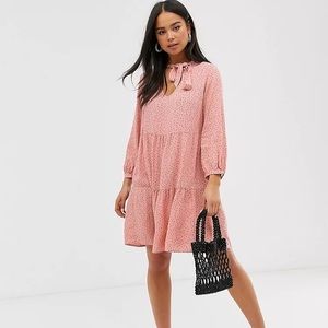 NEW LOOK Smock Dress in Pink Polka Dot